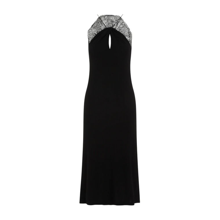 Czarna Sukienka z Koronką na Szyi Givenchy
