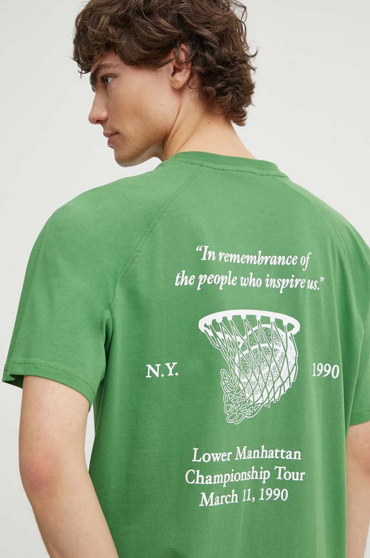 Les Deux t-shirt bawełniany męski kolor zielony z nadrukiem LDM101182