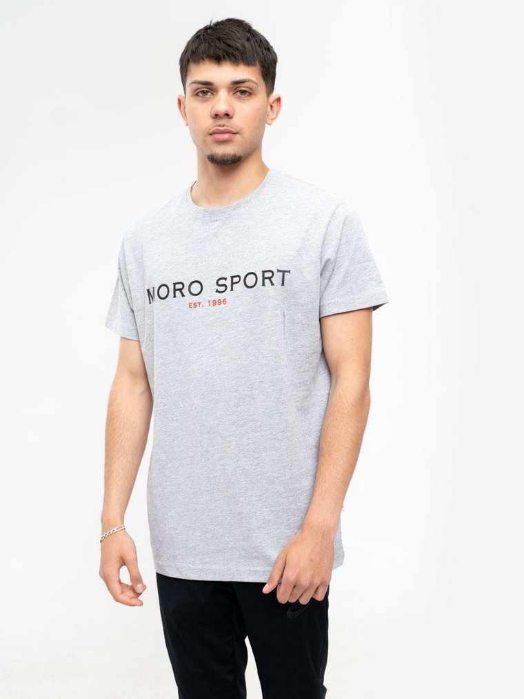 T-Shirt Z Nadrukiem Męski Szary Moro Sport Name Logo