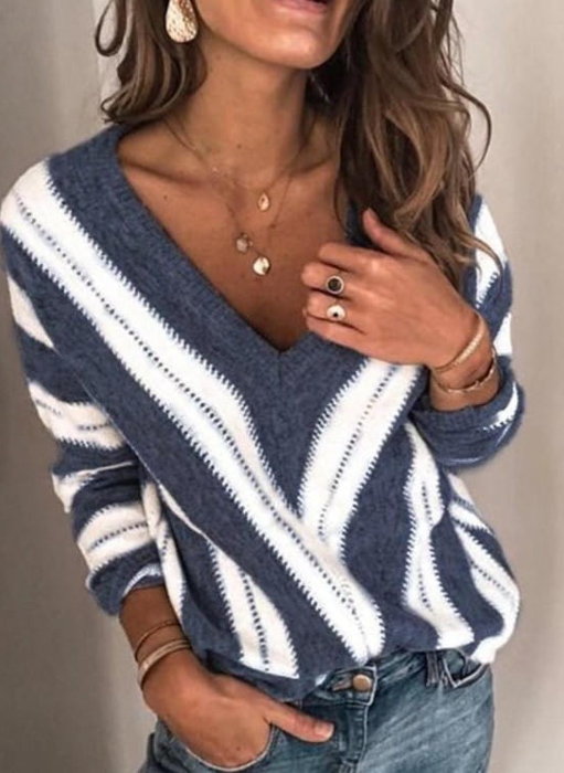 Sweter z dekoltem w kształcie litery V z ażurowymi przeszyciami