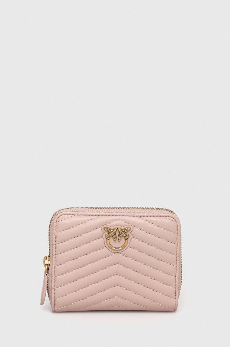 Pinko portfel skórzany kolor różowy 100250.A0GK