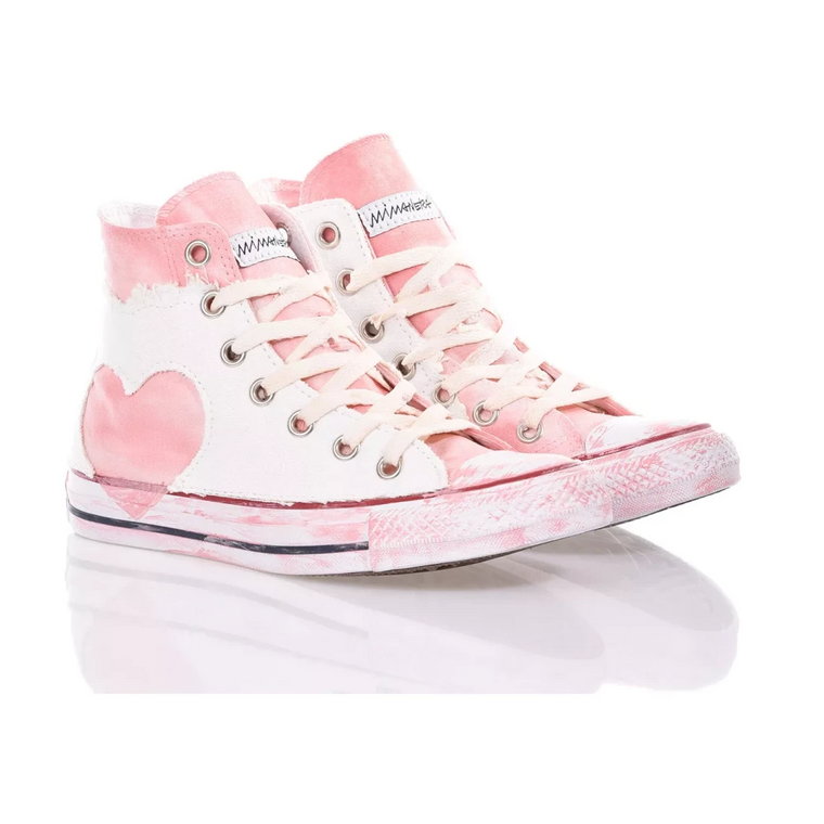 Ręcznie Dostosowane Damskie Sneakersy Białe Różowe Noos Converse