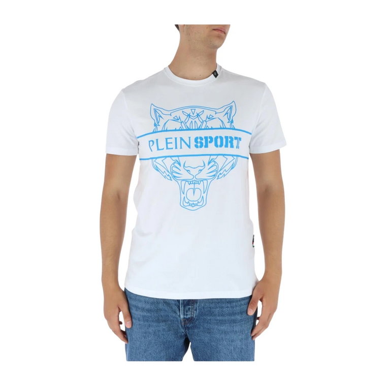 Biała Koszulka z Nadrukiem dla Mężczyzn Plein Sport