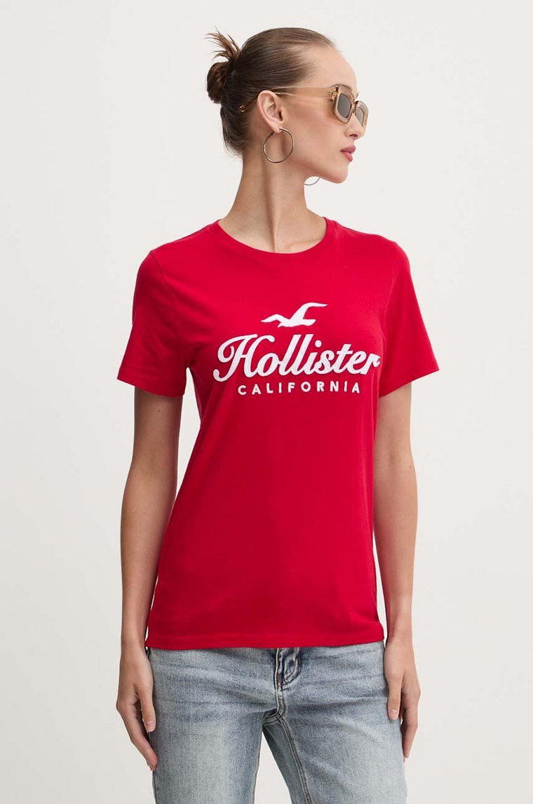 Hollister Co. t-shirt bawełniany damski kolor czerwony KI357-3285