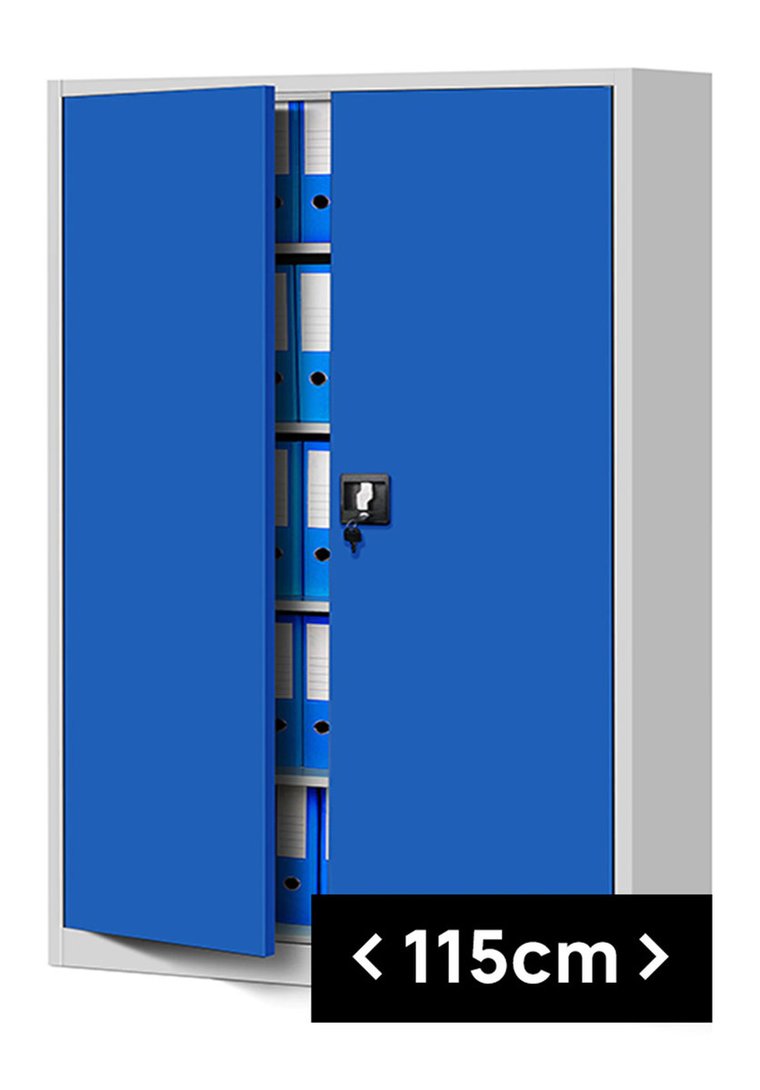 Szafa Metalowa JAN NOWAK Model JAN II 1150x1850x400 Biurowa Szafka Duża Na Akta: Szaro-Niebieska Do Biura Na Dokumenty Szeroka Segregatory Pojemna z..