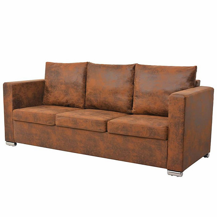 Przytulna brązowa sofa trzyosobowa - Vela 3Q