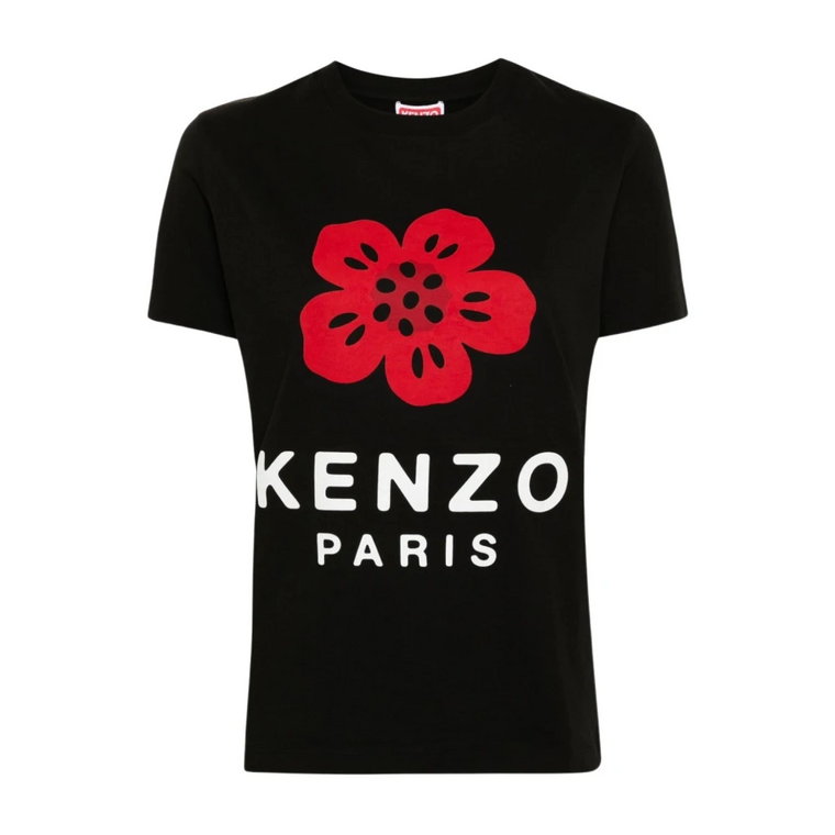 Czarna T-shirt z kwiatowym nadrukiem Kenzo