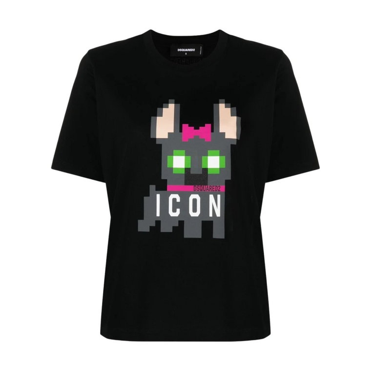 Pixelated-Print T-shirt Upgrade, Czarny/Wielokolorowy Dsquared2