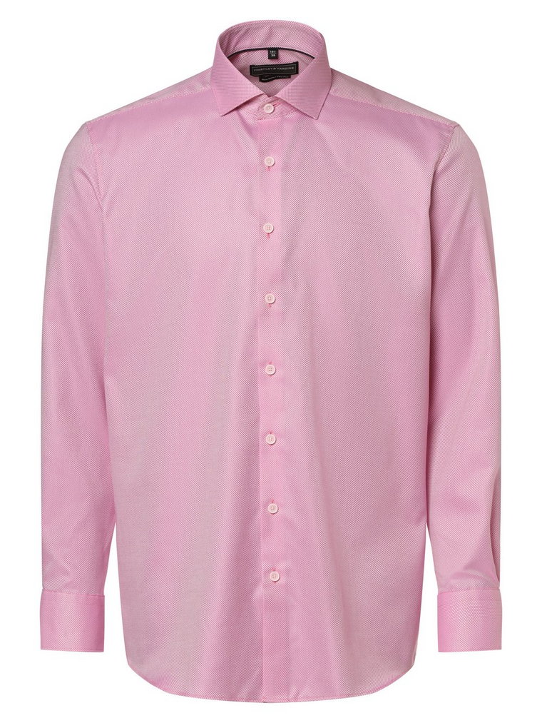 Finshley & Harding - Koszula męska  niewymagająca prasowania  Two Ply, wyrazisty róż|różowy