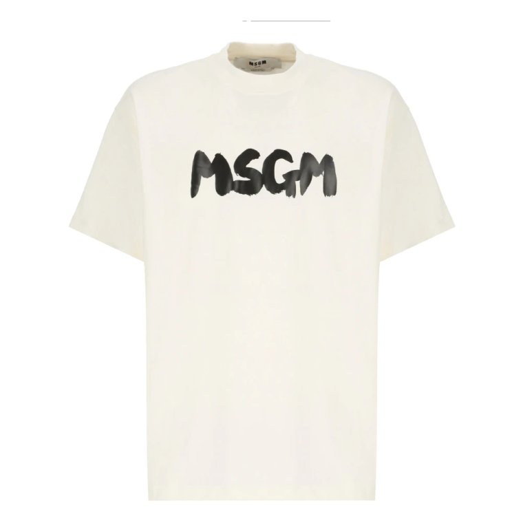 Męski Bawełniany T-shirt z Nadrukiem Msgm