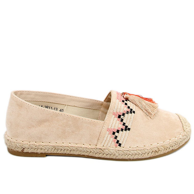 Espadryle boho z frędzlem Birna Beige beżowy