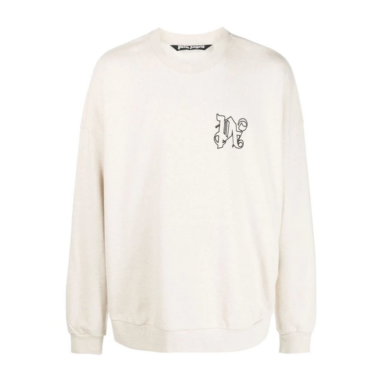 Logo-Print Beige Sweater Palm Angels