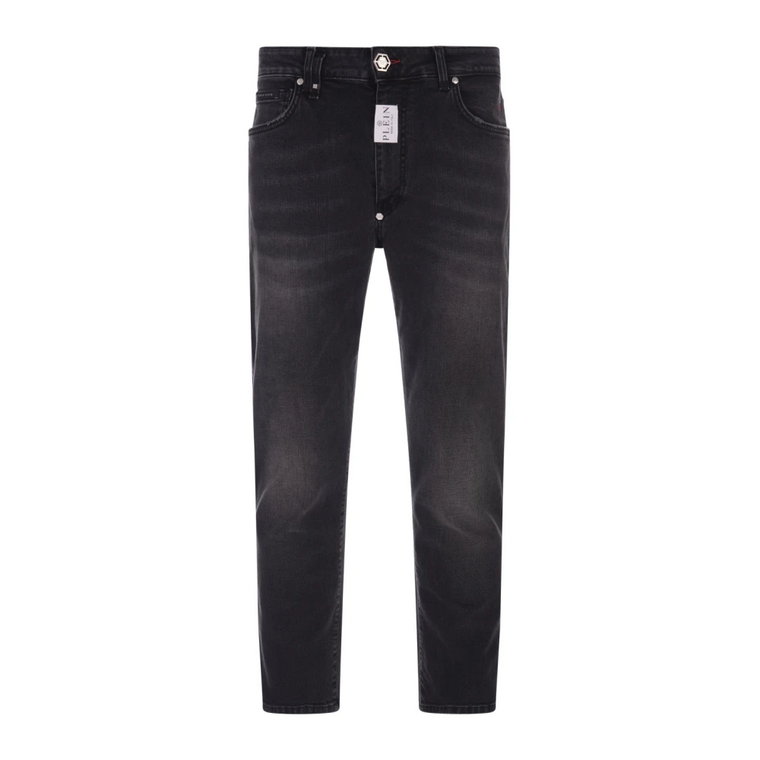 Czarne jeansy Slim-Fit z naszywką PP Hexagon Philipp Plein