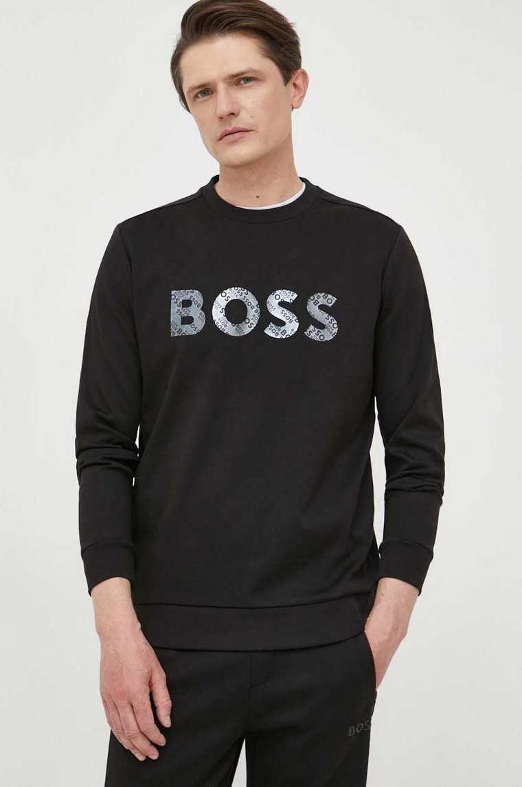 BOSS bluza BOSS GREEN męska kolor czarny z nadrukiem