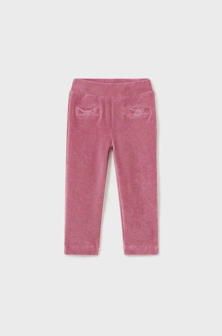 Mayoral spodnie sztruksowe dziecięce kolor różowy gładkie