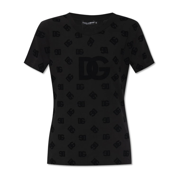 T-shirt z aksamitnym monogramem Dolce & Gabbana