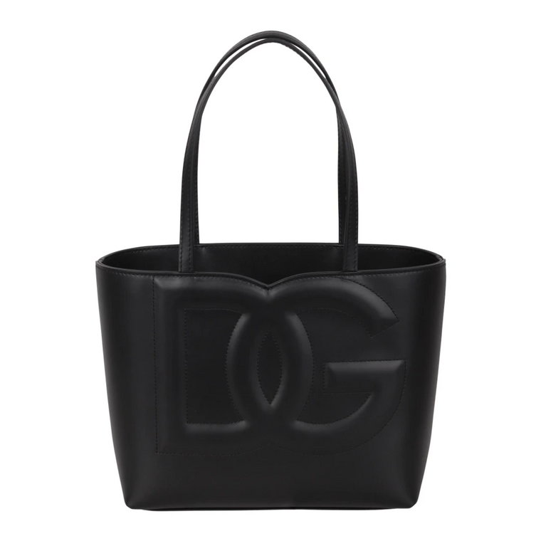 Mała skórzana torba z logo shopper Dolce & Gabbana