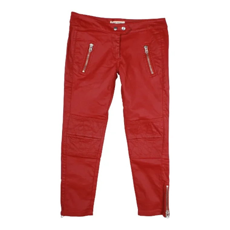 Spodnie w stylu motocyklowym z czerwonej bawełny Isabel Marant Pre-owned
