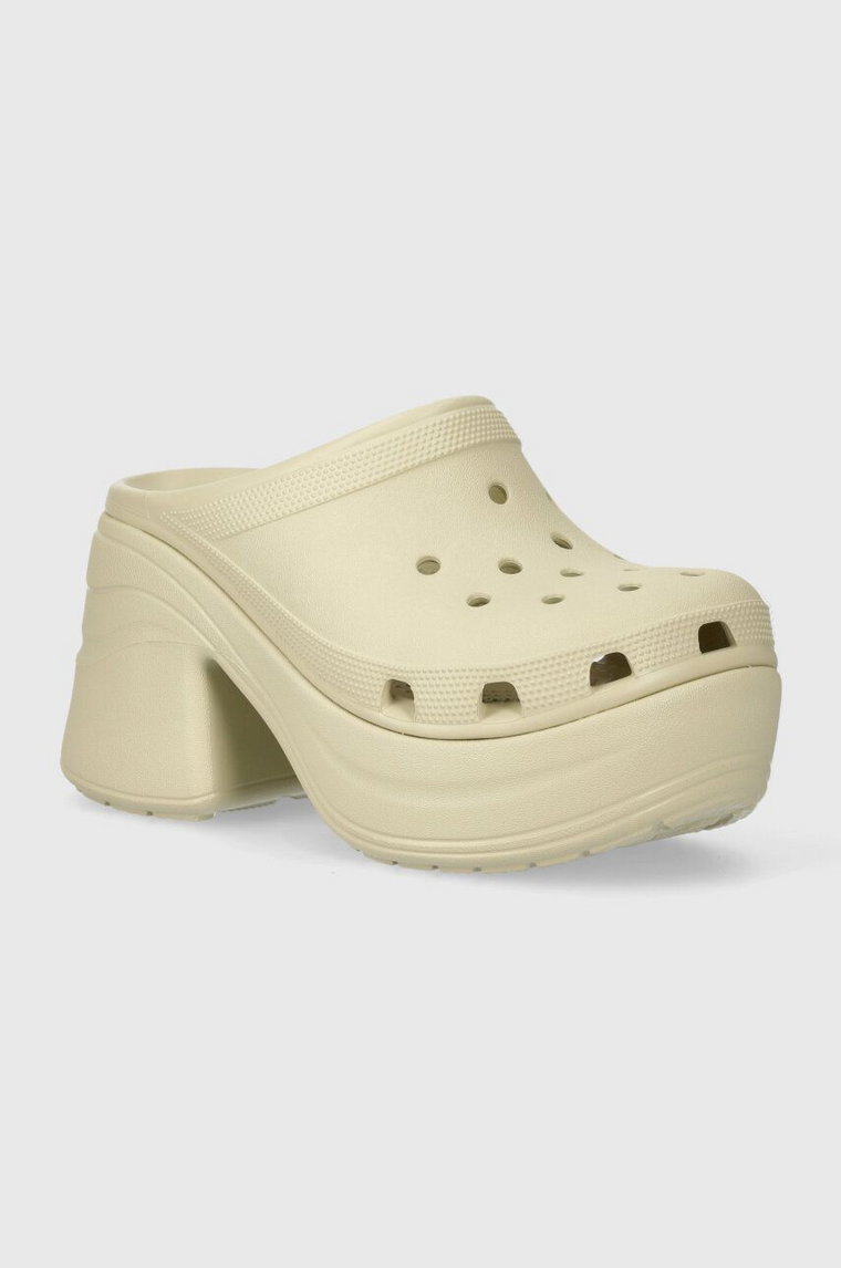 Crocs klapki Siren Clog damskie kolor beżowy na platformie 208547