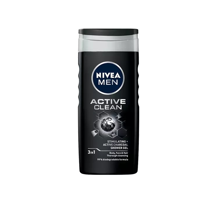 NIVEA MEN ACITVE CLEAN ŻEL POD PRYSZNIC DO MYCIA TWARZY CIAŁA I WŁOSÓW 250ML