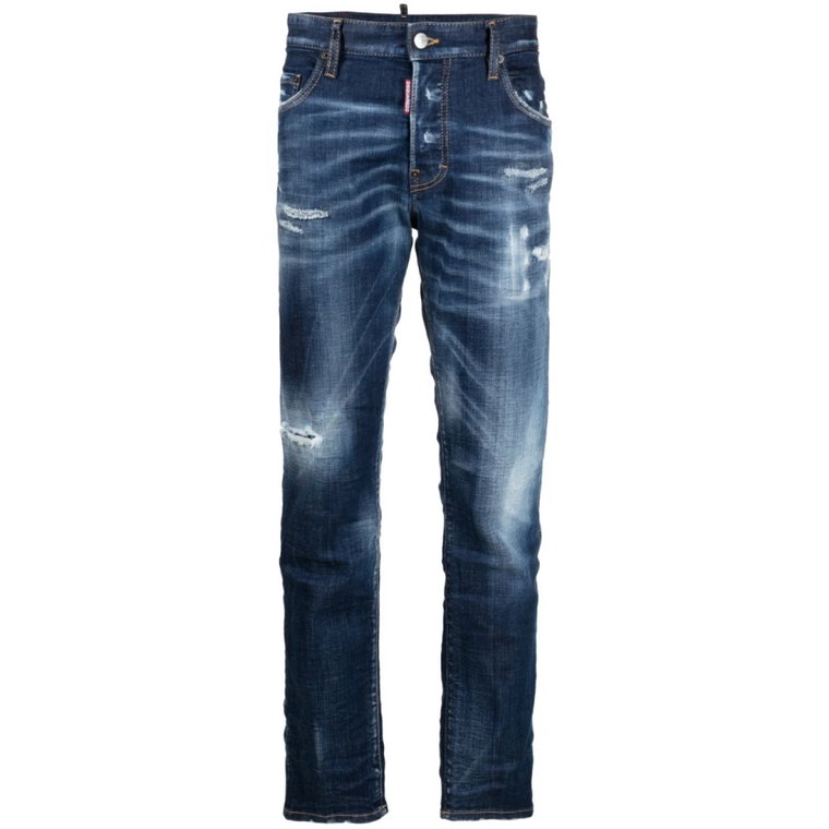 Indygo Ripped Slim-Cut Jeans z Denimu Dsquared2