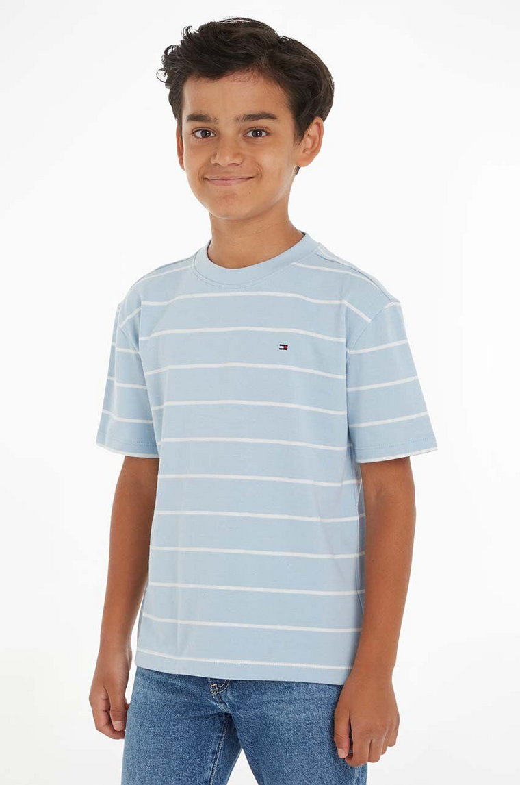 Tommy Hilfiger t-shirt bawełniany dziecięcy kolor niebieski wzorzysty