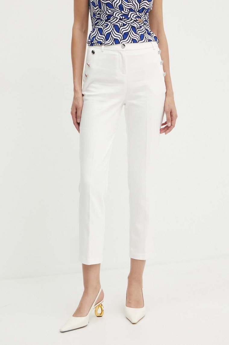 Morgan spodnie PRATY damskie kolor biały dopasowane high waist PRATY
