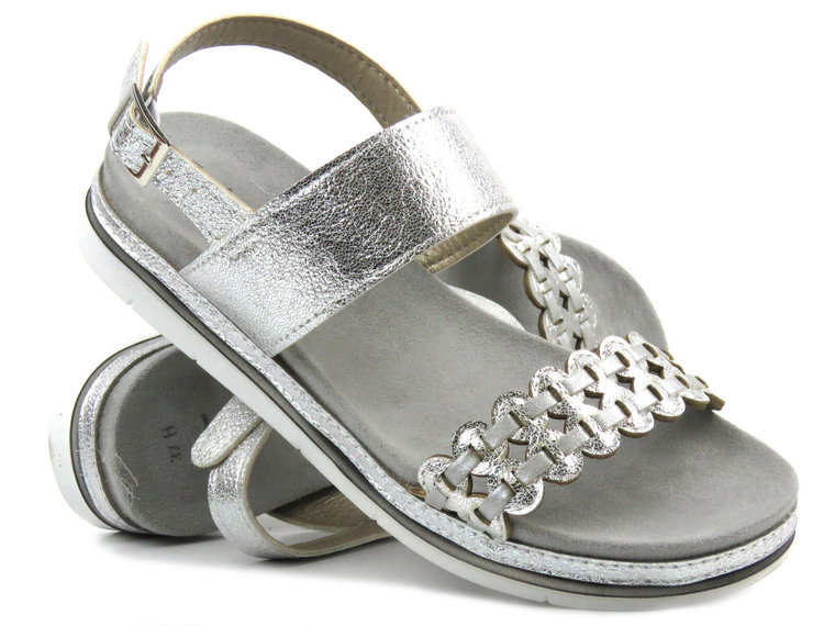 Wygodne sandały damskie- INBLU 8-28703, srebrne