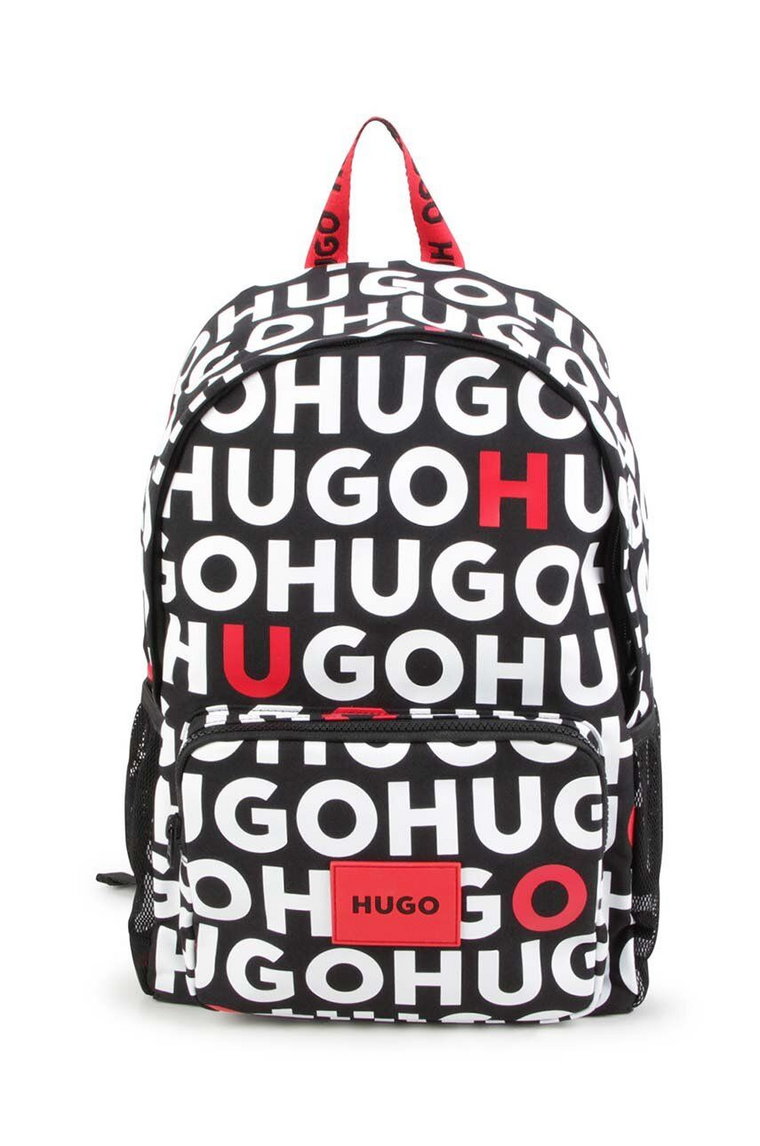 HUGO plecak dziecięcy kolor czarny duży wzorzysty