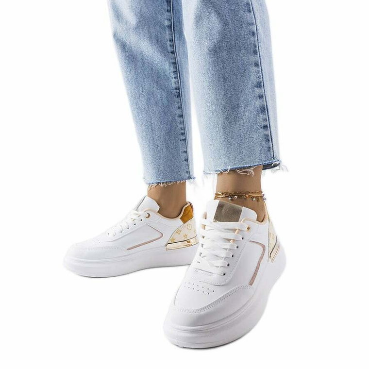 Białe sneakersy z beżowymi wstawkami Margarita