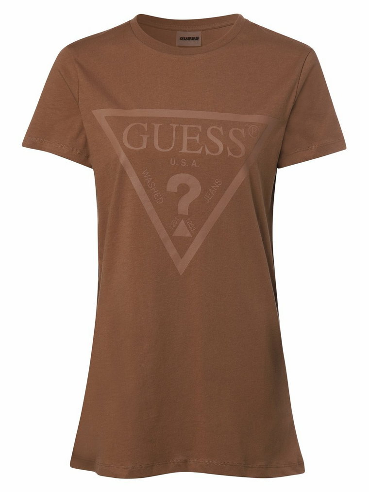 GUESS - T-shirt damski, brązowy