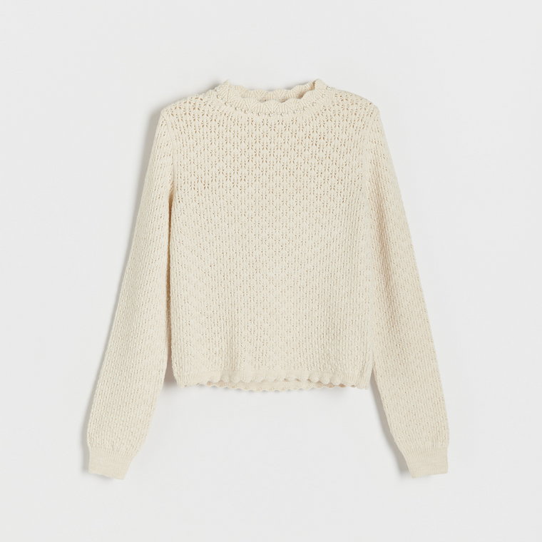 Reserved - Sweter z ozdobnymi perłami - kremowy