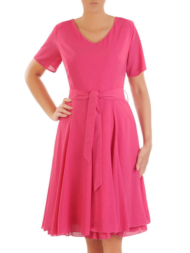 Połyskująca sukienka z szyfonu w kolorze amarantowym 33931