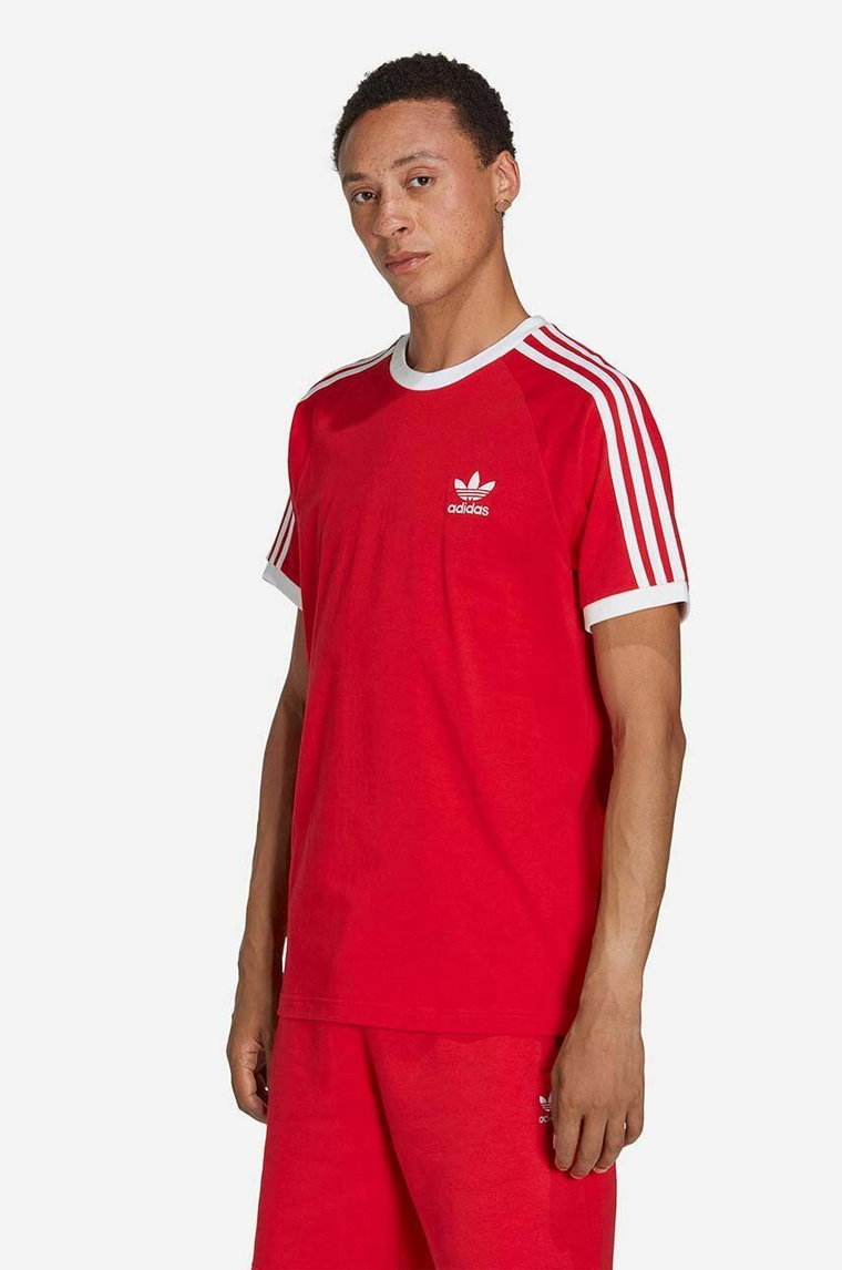 adidas Originals t-shirt bawełniany Adicolor Classics 3-Stripes kolor czerwony wzorzysty IA4852
