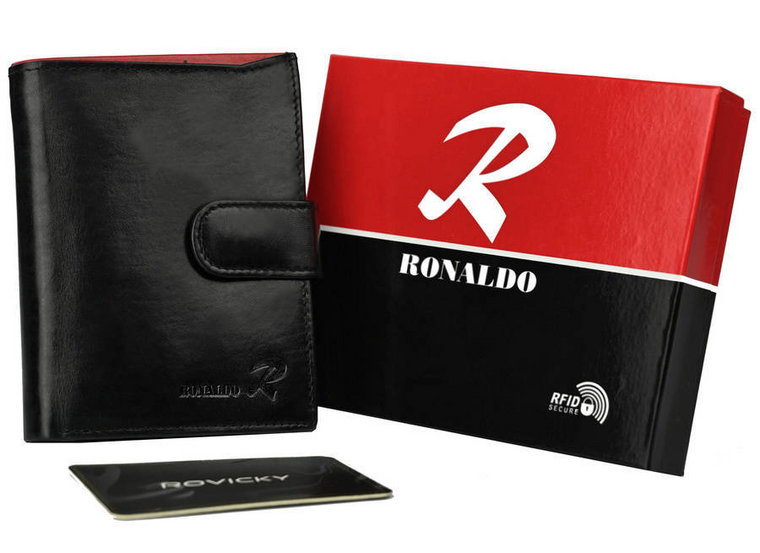 Zapinany, pionowy portfel męski z połyskującej skóry naturalnej  Ronaldo