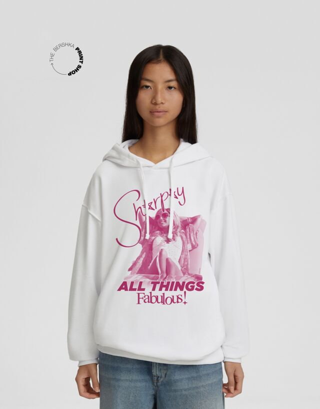 Bershka Sharpay Z High School Musical  Bluza Oversize Z Nadrukiem Kobieta Xs Biały