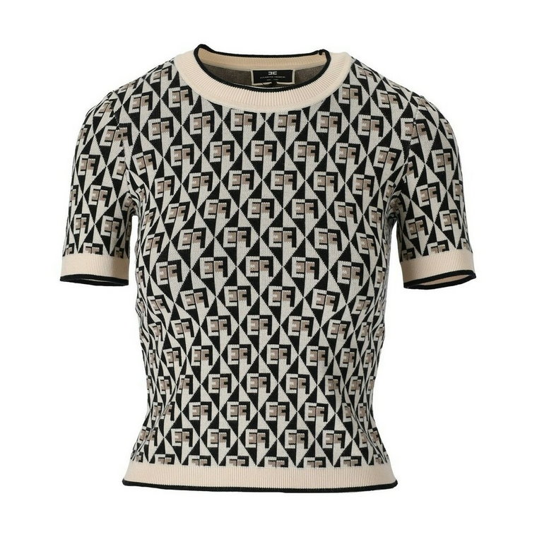 Elisabetta Franchi Butter Czarny Knitted T-Shirt Elisabetta Franchi