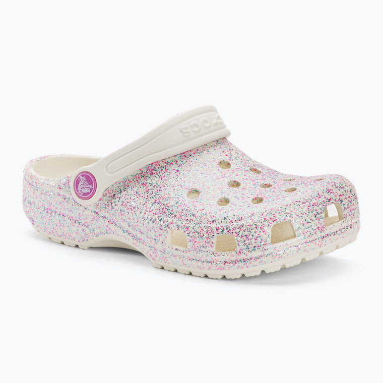 Klapki dziecięce Crocs Classic Glitter Clog bianco sporco