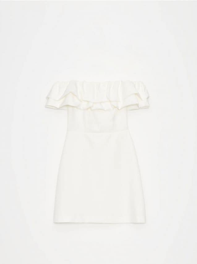 Mohito - Biała sukienka mini z odkrytymi ramionami - biały