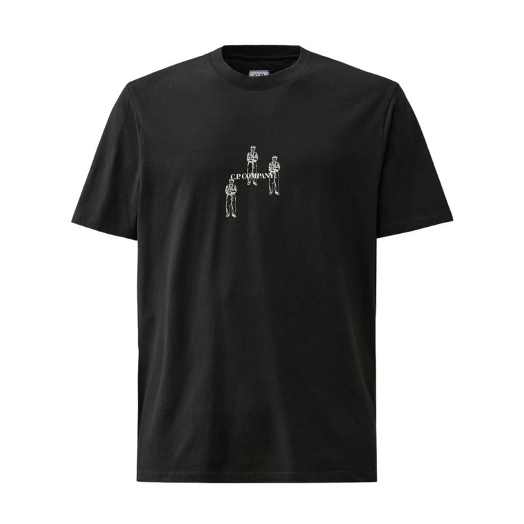 Czarny Bawełniany T-shirt Regular Fit C.p. Company