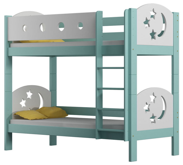 Łóżko dla dzieci 2-osobowe, turkusowe - Mimi 3X 190x90 cm