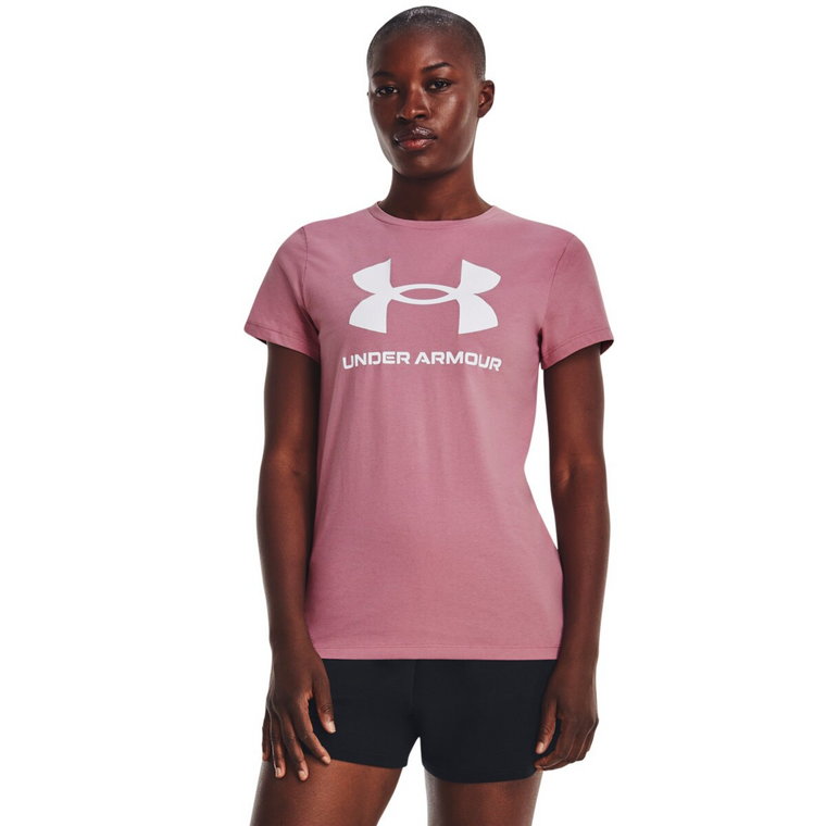 Damski t-shirt z nadrukiem Under Armour Sportstyle Logo SS - różowy