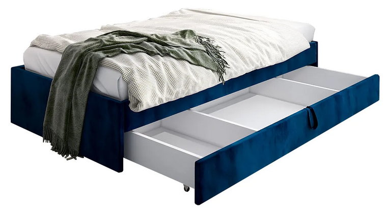 Granatowe tapicerowane łóżko tapczan Lenny 7X - 3 rozmiary