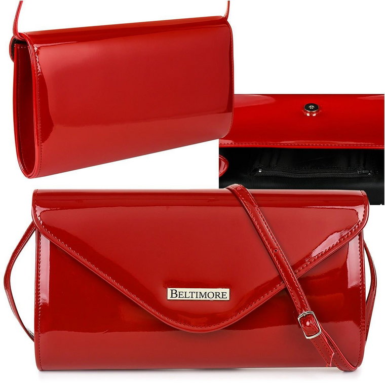 Czerwona lakierowana damska torebka wieczorowa kopertówka BELTIMORE czerwony