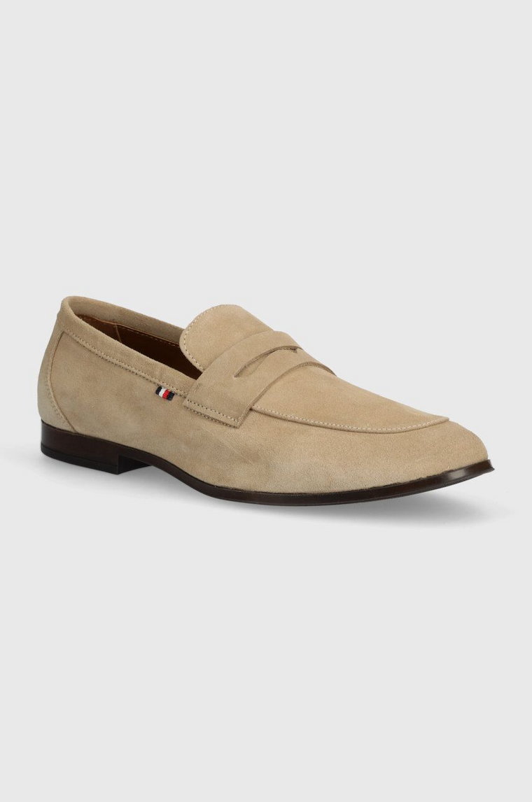 Tommy Hilfiger mokasyny zamszowe CASUAL LIGHT FLEXIBLE SDE LOAFER męskie kolor beżowy FM0FM04988