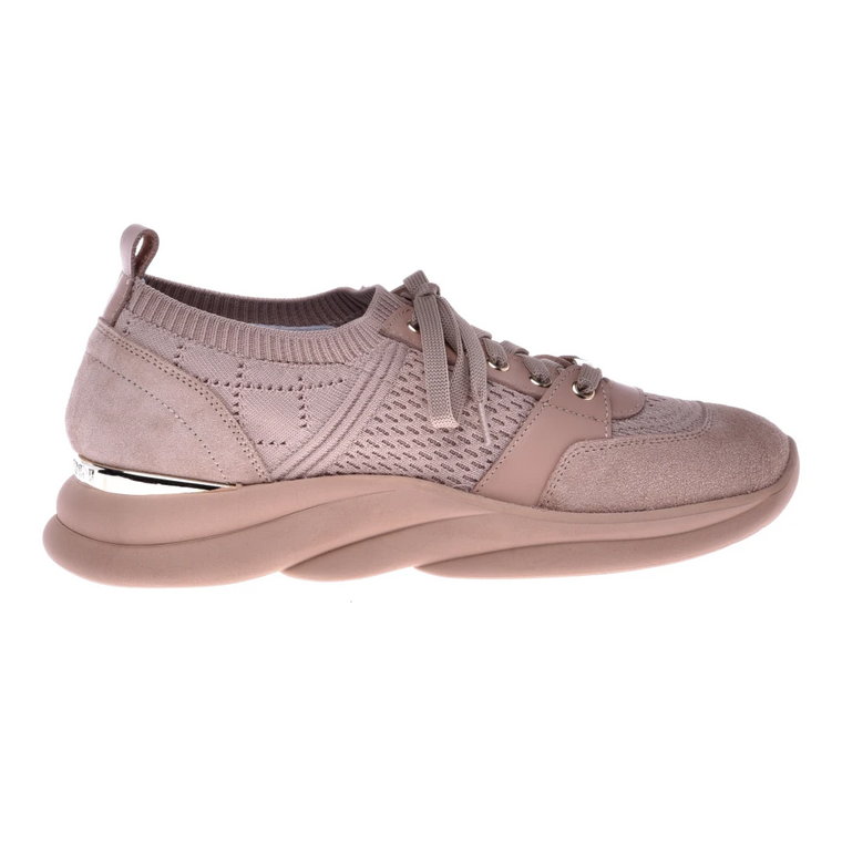 Nude leather and fabric low-top trainers Baldinini