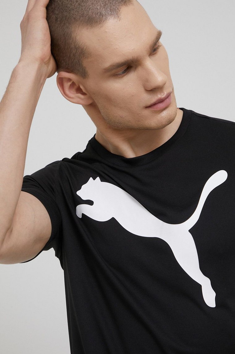 Puma t-shirt treningowy Active Big Logo 586724 kolor czarny z nadrukiem