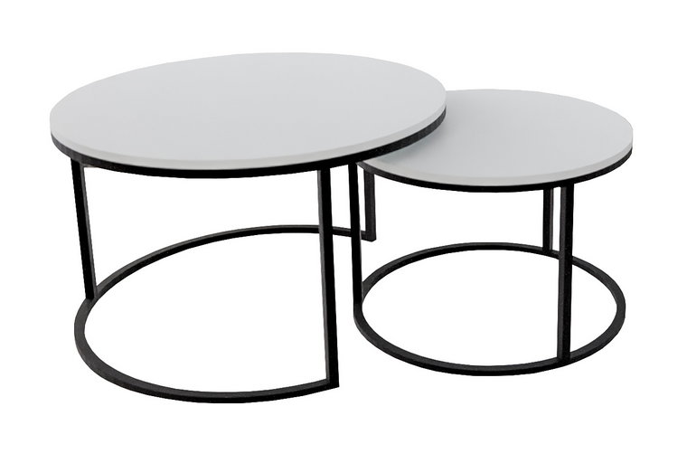 Industrialne stoliki kawowe biały + czarny - Mirden 3X