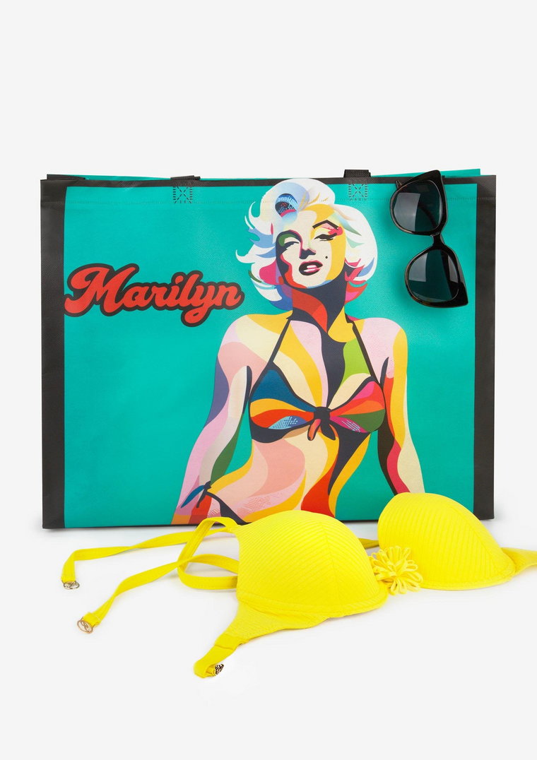 Duża torba plażowa logowana z wizerunkiem ikony popkultury Poupee Marilyn