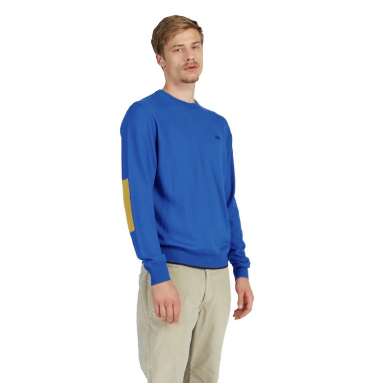 Lekki Bawełniany Sweter w Kolorze Niebieskim z Haftowanym Logo La Martina